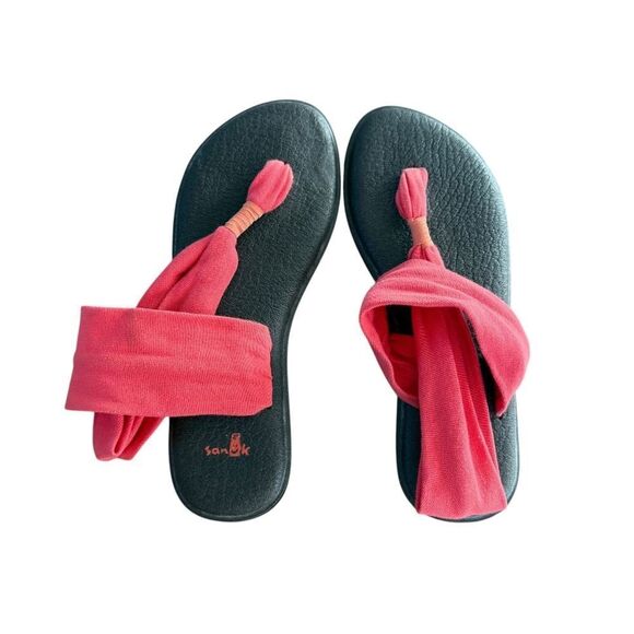 Sanuk Yoga Sling 2 Sandals Womens Size 8 Pink Brown Flats Shoes - Picture 1 of 6